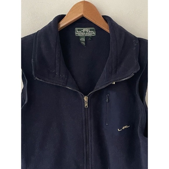 Lauren Ralph Lauren Womens Vest Size Large Navy Blue Zip Front Polyester - Picture 2 of 8